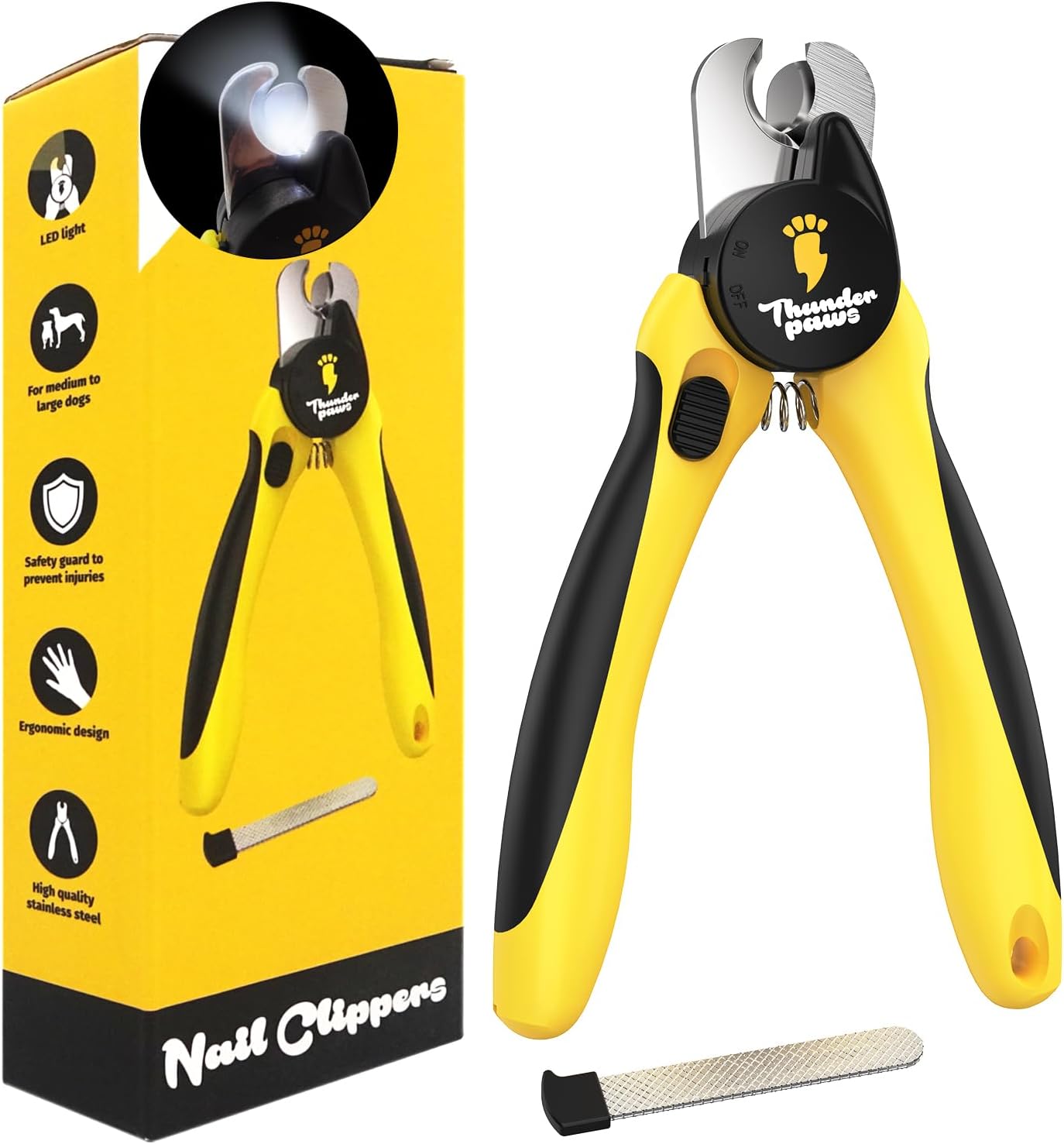 Thunderpaws LED Dog Nail Clippers with Light Illumination (Yellow)