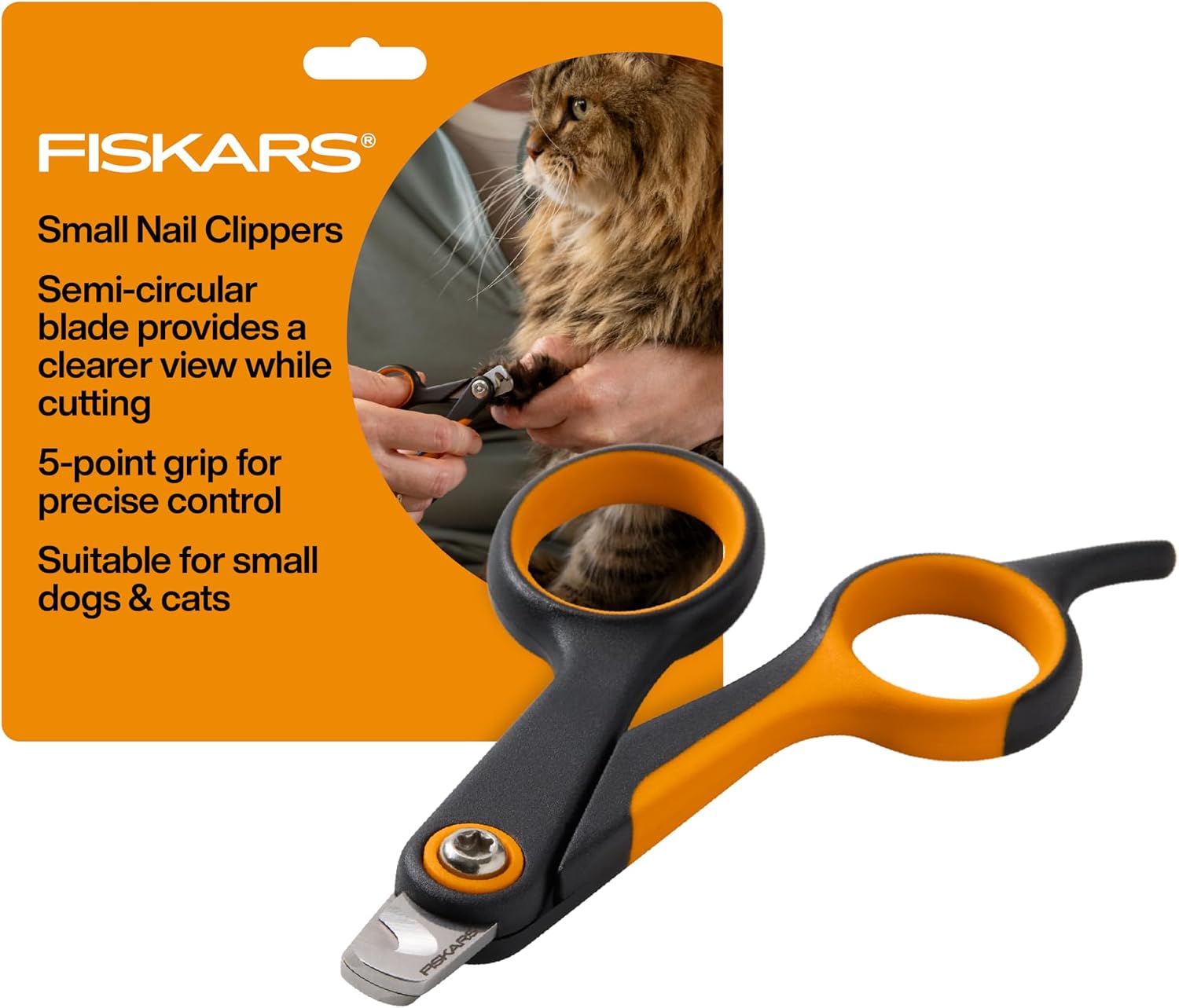 Fiskars Pet Small Pet Nail Clippers, Precision Stainless Steel Blades, SoftGrip Handle, 4.25 inch